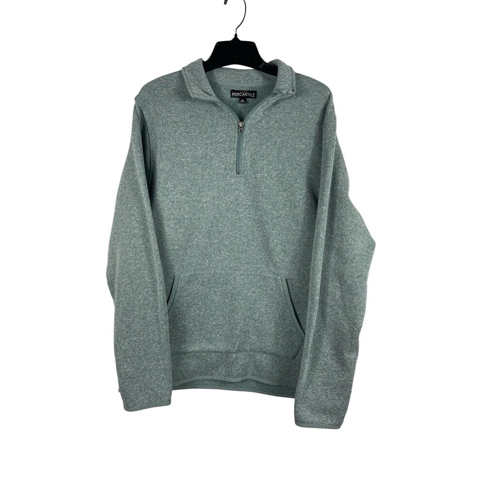 J.Crew Mercantile Mens XL Heather Sage Green Quarter Zip Pullover Sweatshirt